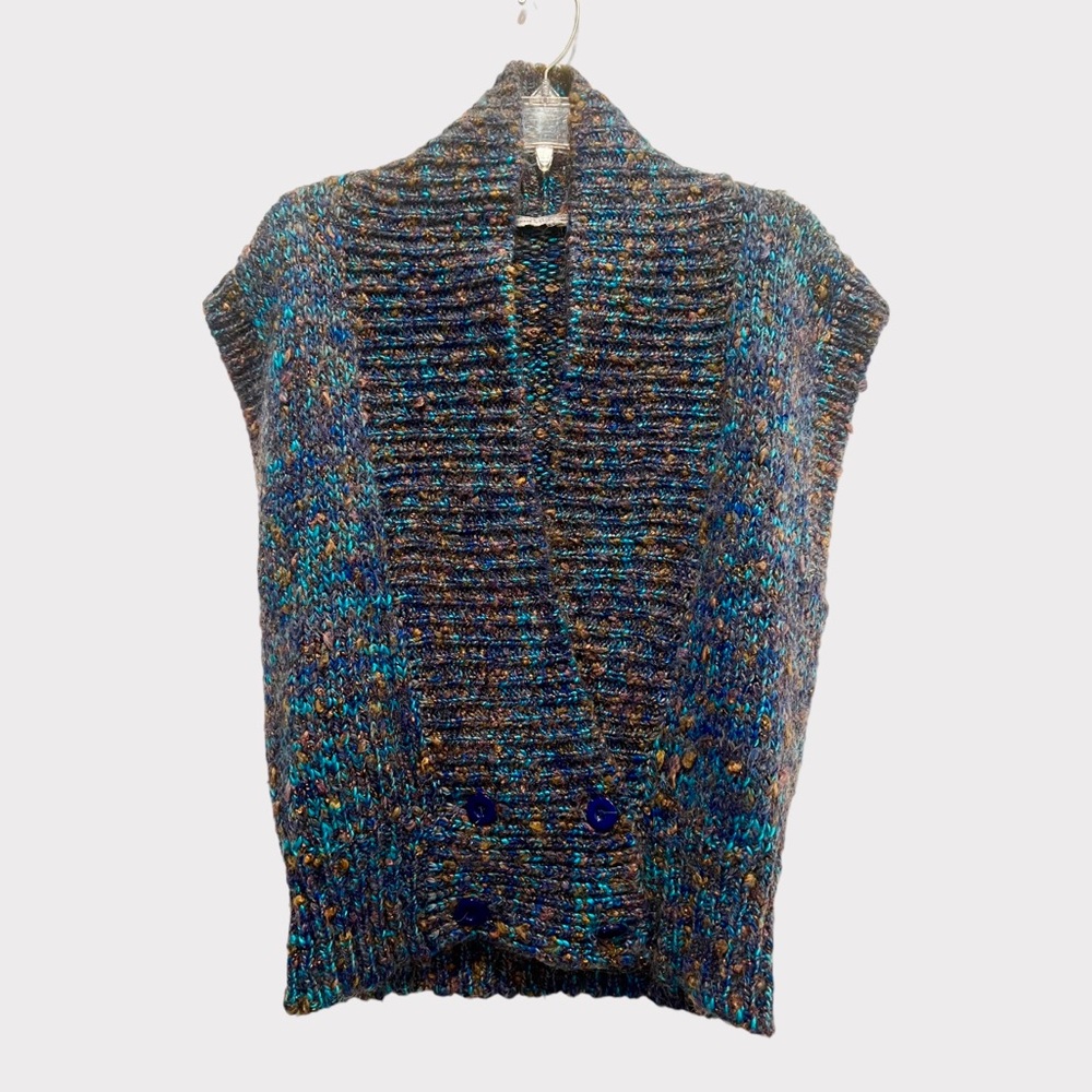 Vintage Mohair Wool Blend Double Breasted 4 Button Knit Vest Sz L